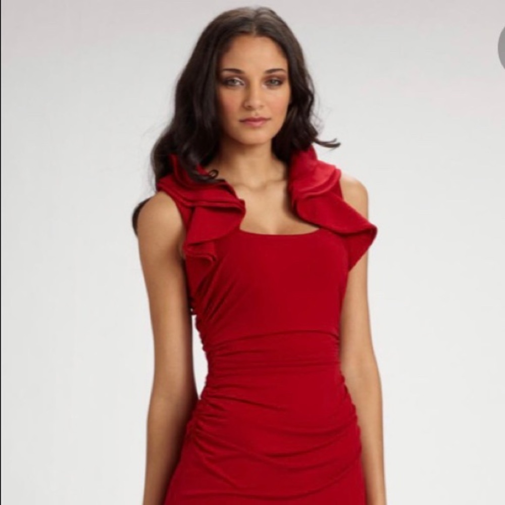NWOT Saks Laundry by Shelli Segal Red Ruffle Dress